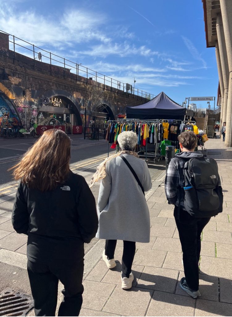 Binki, Nic and Catriona on their walking tour of Brixton.