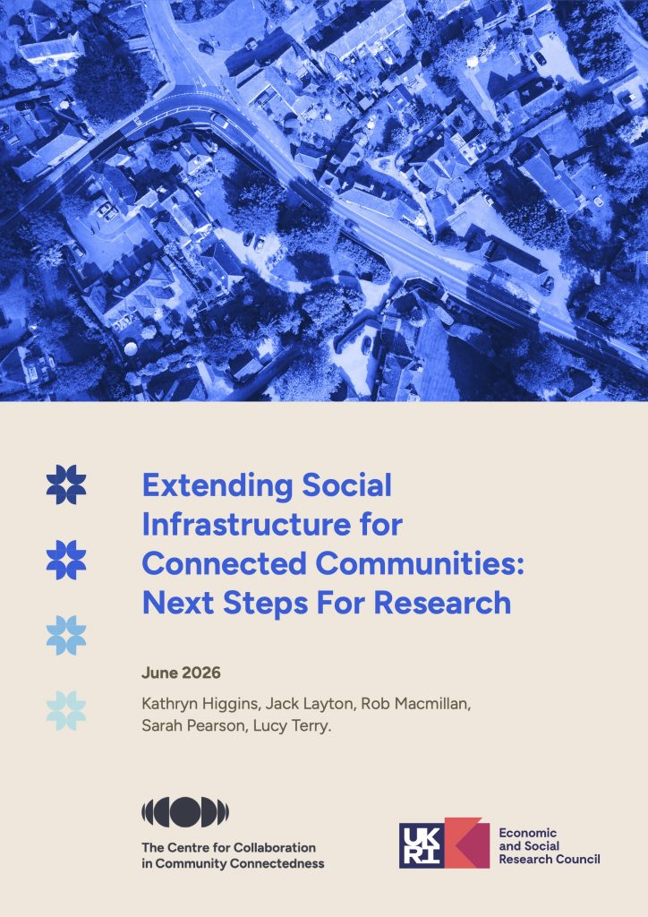 Report Cover for 'Extending Social
Infrastructure for
Connected Communities:
Next Steps For Research'.