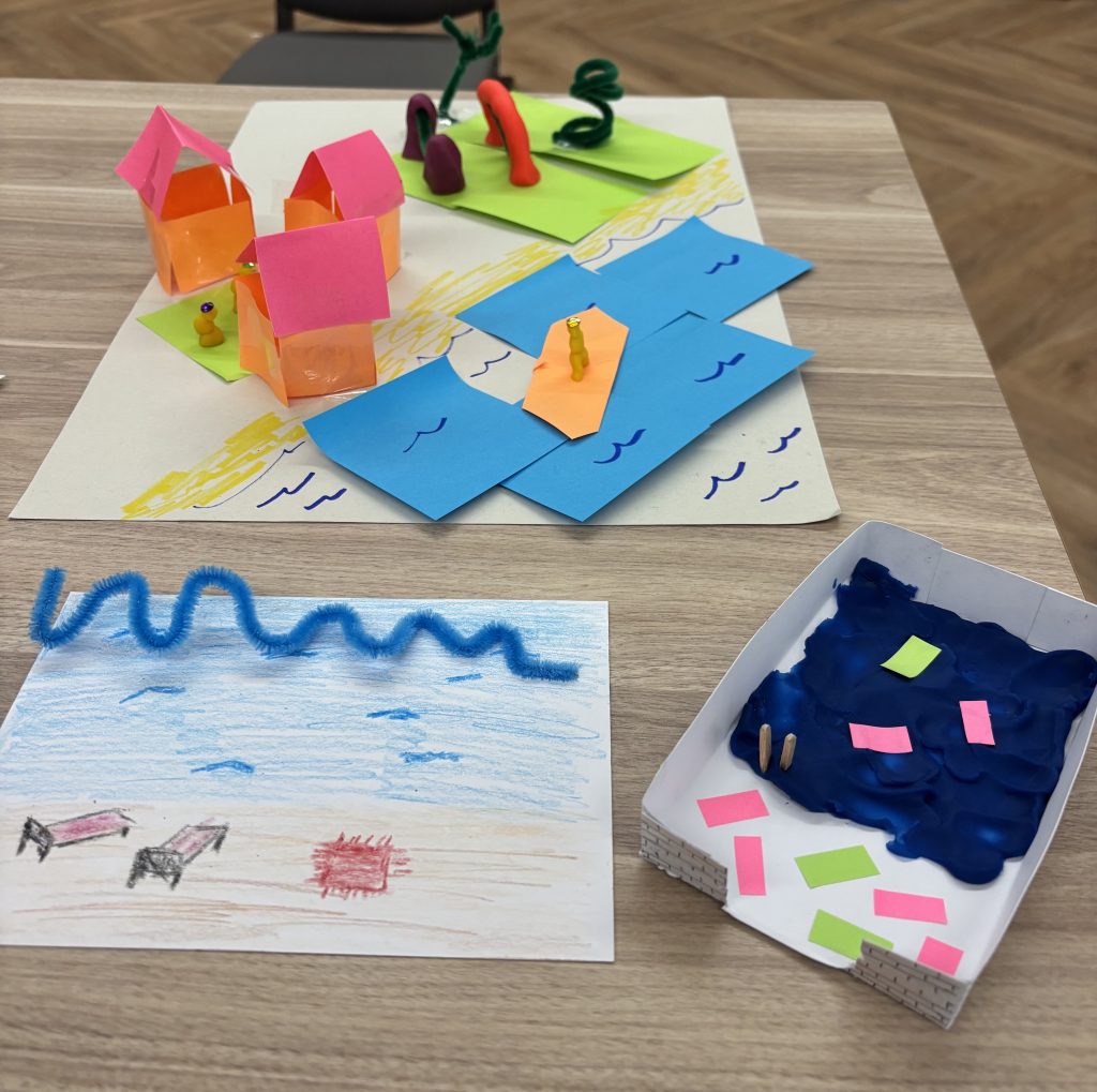 Paper models of a beach location.